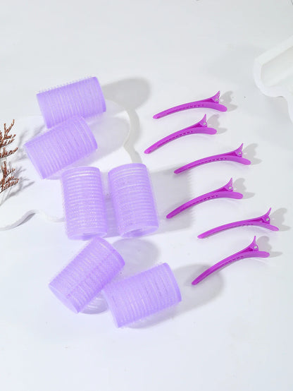 12pcs/set air bar curling iron tube self-adhesive magic roll and bangs hair clip curling styling tool