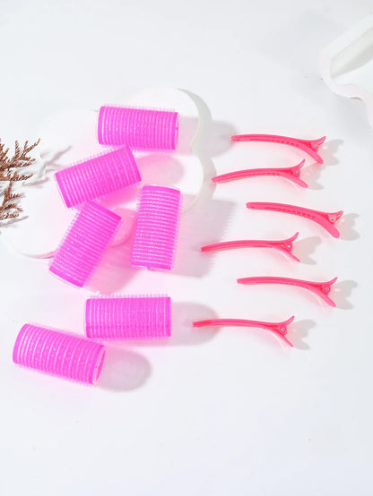 12pcs/set air bar curling iron tube self-adhesive magic roll and bangs hair clip curling styling tool
