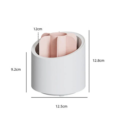 Desktop Cosmetic Brush Organizer 360° Rotating Makeup Brushes Holder 7 Grids Lipstick Eyebrow Pen Holder Eye Shadow Storage Box
