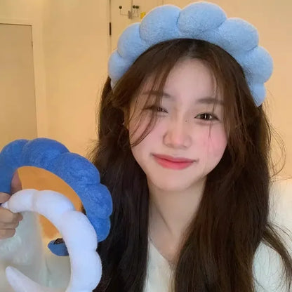 2025 Fashion Sponge Headband for Women Girls Puffy Hair Band Makeup Bubble Retro Terry Cloth Headbands Hair Accessories Headwear