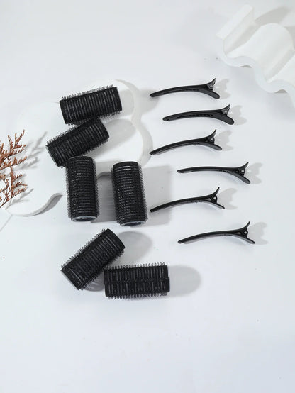 12pcs/set air bar curling iron tube self-adhesive magic roll and bangs hair clip curling styling tool