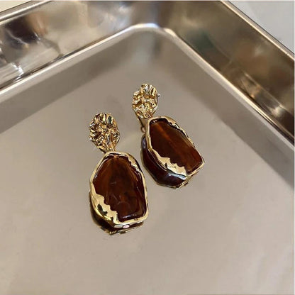 Korea 2024 New Geometry Irregularity Resin Stud Earrings for Women Fashion Wedding Party Jewelry Gift Wholesale
