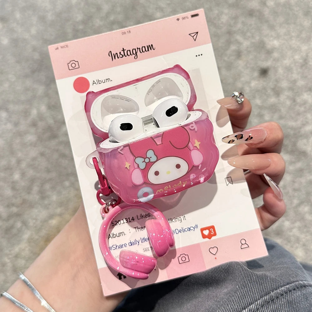 Gift Styles That Girls Like For Sanrio Melody Kuromi Hello Kitty Anti-drop Headphones Cover Cartoon For Airpods 4 3 1 2 Pro Pro2