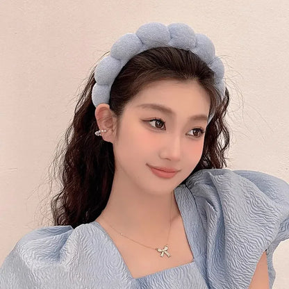2025 Fashion Sponge Headband for Women Girls Puffy Hair Band Makeup Bubble Retro Terry Cloth Headbands Hair Accessories Headwear