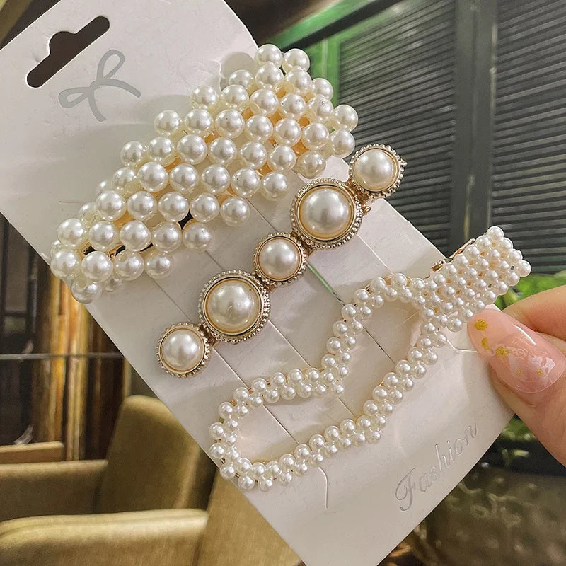 Simulated Pearl Hair Clips For Women Korean Women Hairpins Girl Geometric Hair Barrettes Fashion Hairgrip Hair Accessories