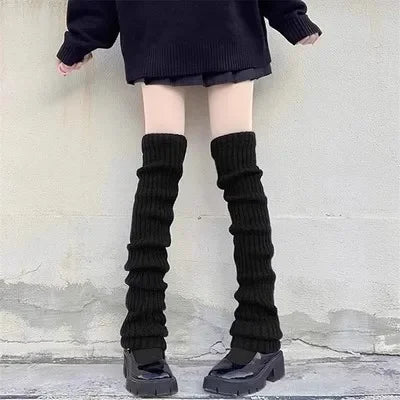 Lolita Leg Warmers 40/50/70cm Socks Female Knitted Warm Foot Cover White Black Warmer Lady Autumn Winter Crochet Sock Boot Cuffs