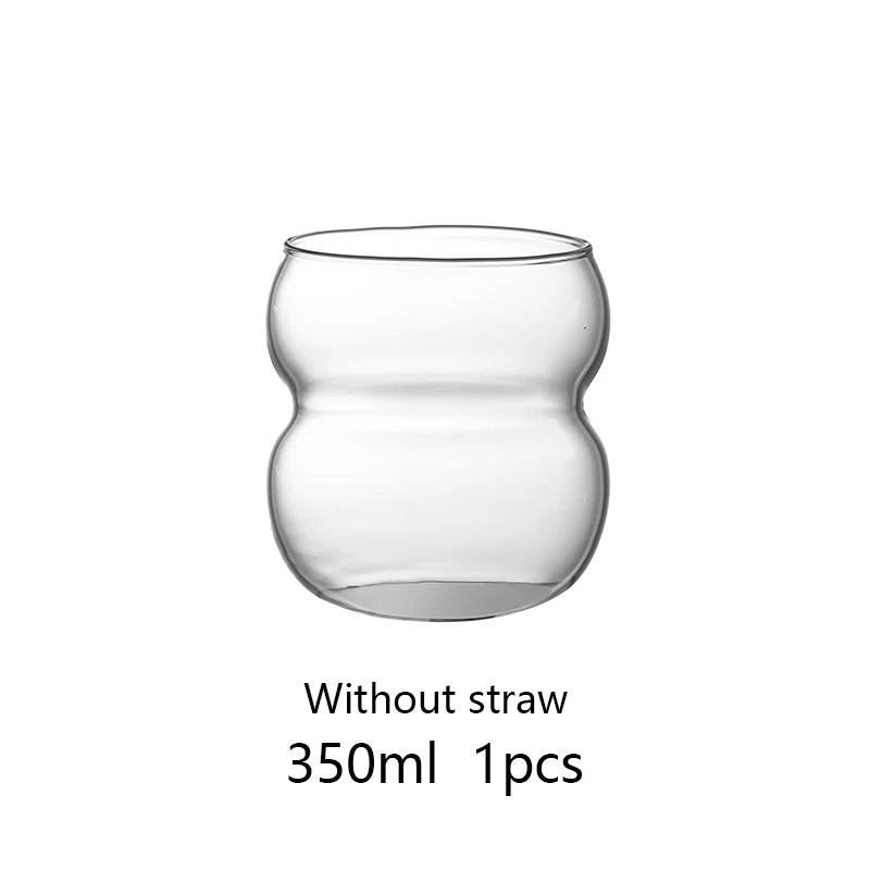 350/550ml Transparent Glass Cup Cold Coffee Cup With Straw Dessert Juice Milk Drinkware Mug Party Cocktail Glasses Teacup
