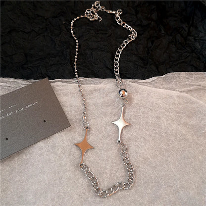 Kpop Y2K Trendy Star Moon Cross Silver Color Choker Chain Necklace Pendant Neck For Women Men Charm Grunge Punk Fashion Jewelry