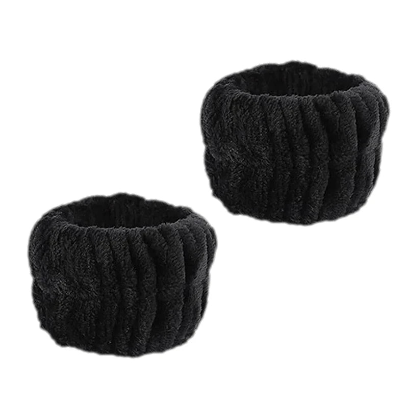 Cute Fashion Multifunctional Women's Face Washing Cuffs Waterproof Water Absorbent Wrist Cotton Velvet Hairband Hair Accessories