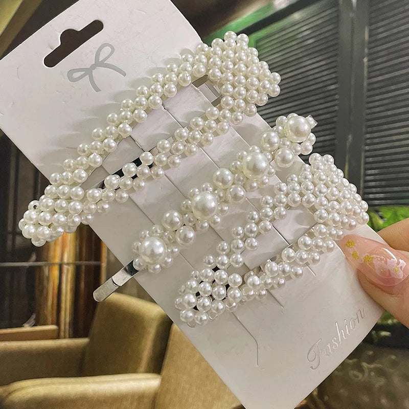 Simulated Pearl Hair Clips For Women Korean Women Hairpins Girl Geometric Hair Barrettes Fashion Hairgrip Hair Accessories