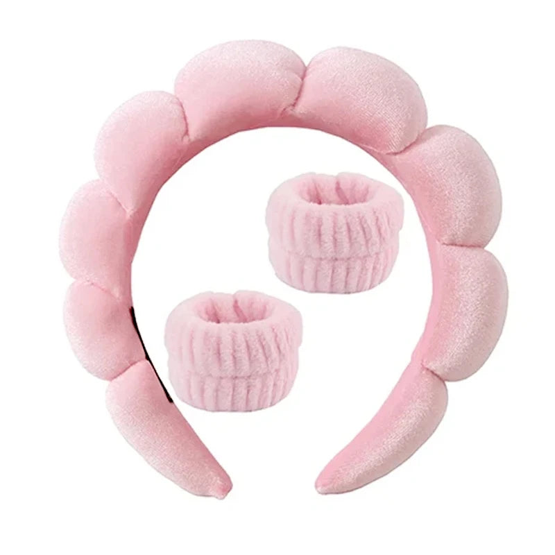 Cute Fashion Multifunctional Women's Face Washing Cuffs Waterproof Water Absorbent Wrist Cotton Velvet Hairband Hair Accessories