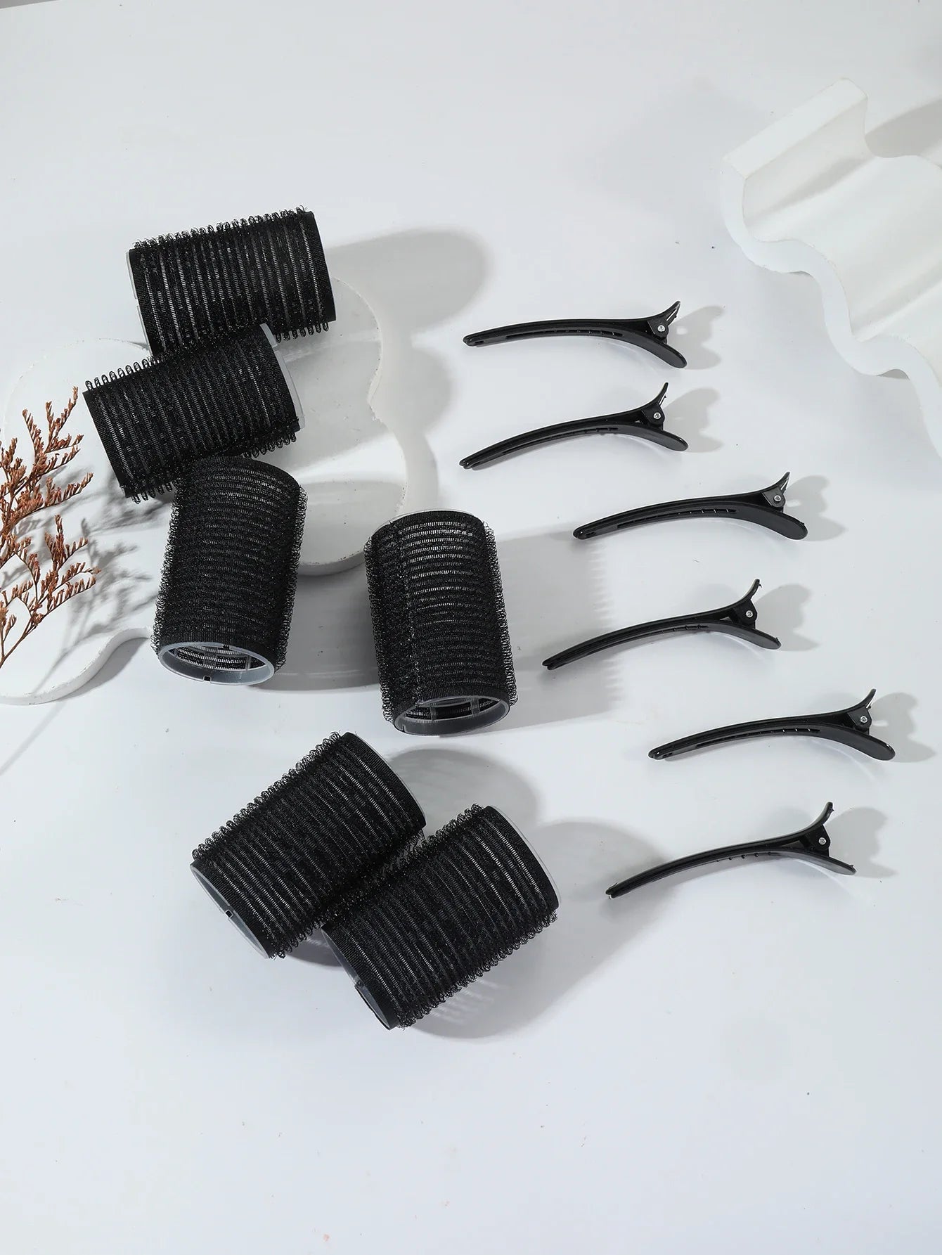 12pcs/set air bar curling iron tube self-adhesive magic roll and bangs hair clip curling styling tool