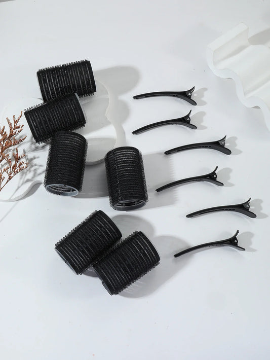 12pcs/set air bar curling iron tube self-adhesive magic roll and bangs hair clip curling styling tool