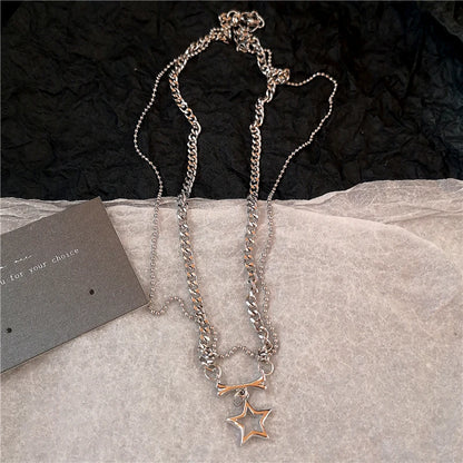 Kpop Y2K Trendy Star Moon Cross Silver Color Choker Chain Necklace Pendant Neck For Women Men Charm Grunge Punk Fashion Jewelry