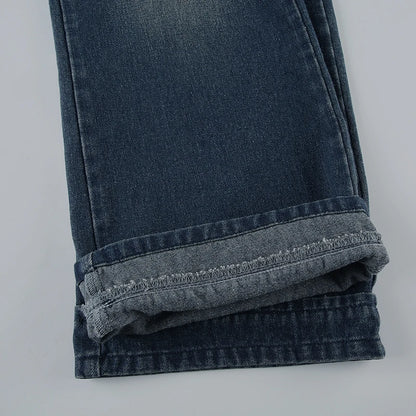 Darlingaga Fashion Washed Buttons Jeans For Women Loose Low Rise Basic Trousers Chic Style Pockets Straight Leg Denim Pants New