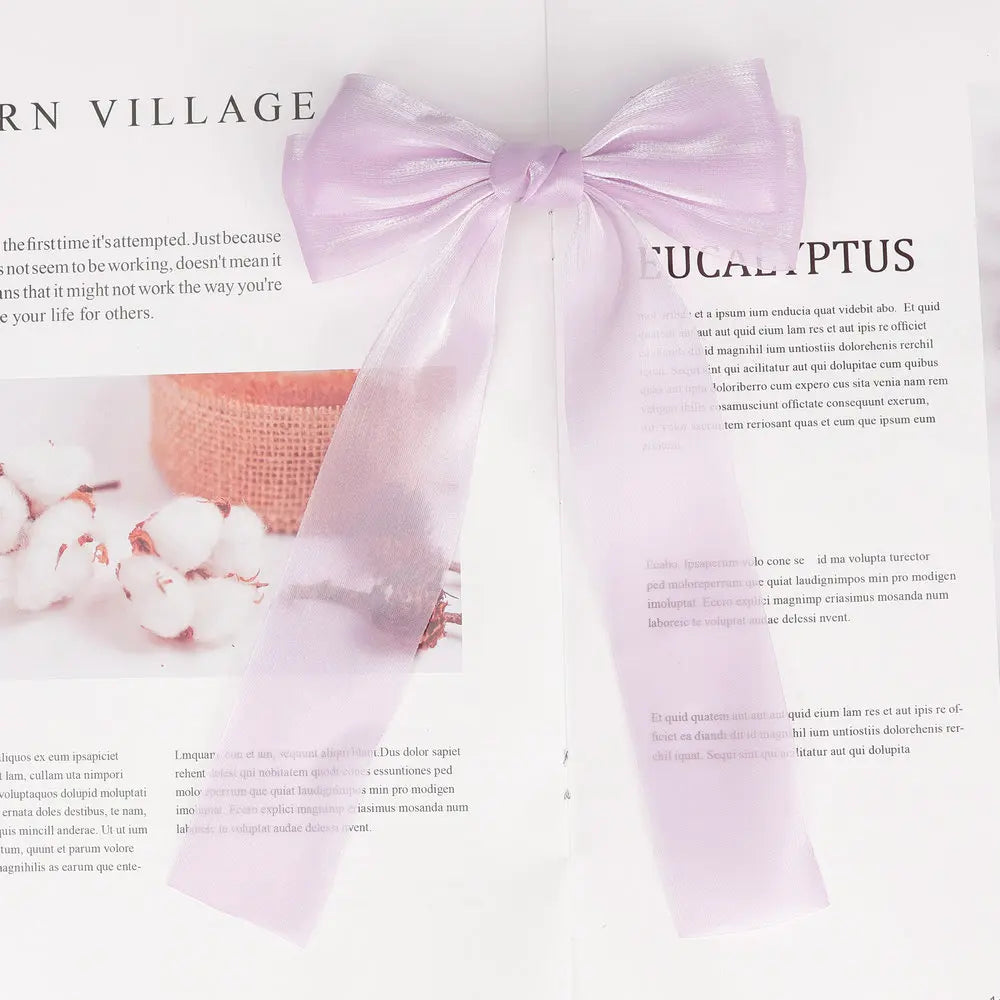 Korean Style Large Chiffon Fabric Hair Bow Hairpin For Women Girls Sweet Hair Clips Bowknot Beige Clip Black Hair Accessories