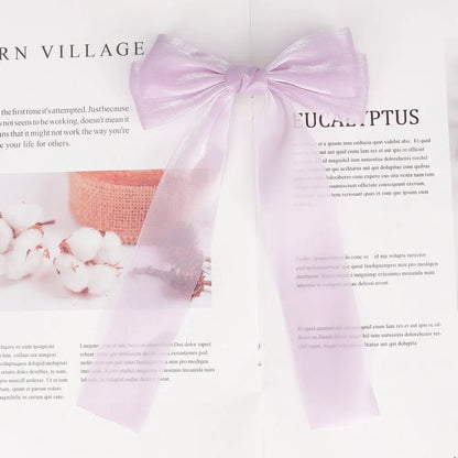 Korean Style Large Chiffon Fabric Hair Bow Hairpin For Women Girls Sweet Hair Clips Bowknot Beige Clip Black Hair Accessories