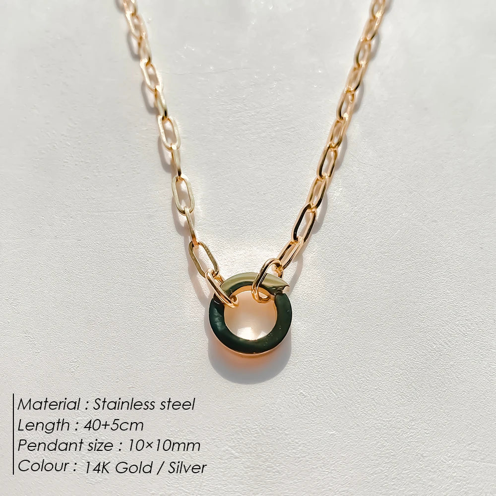 eManco Charm Necklace Heart Lock Link Pearl Chain for Handmade DIY Pendant Accessory Stainless Steel Women's Waterproof Jewelry