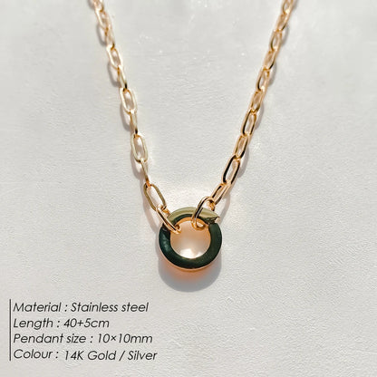 eManco Charm Necklace Heart Lock Link Pearl Chain for Handmade DIY Pendant Accessory Stainless Steel Women's Waterproof Jewelry