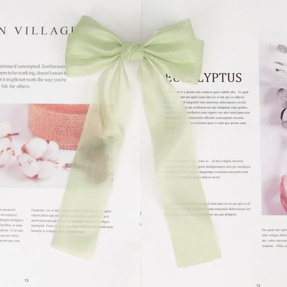 Korean Style Large Chiffon Fabric Hair Bow Hairpin For Women Girls Sweet Hair Clips Bowknot Beige Clip Black Hair Accessories