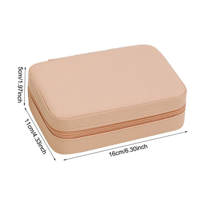 Fashion Women Portable Travel Jewelry Box PU Leather Necklace Ring Earrings Zipper Stotage Boxes Jewelry Display Cases Organizer