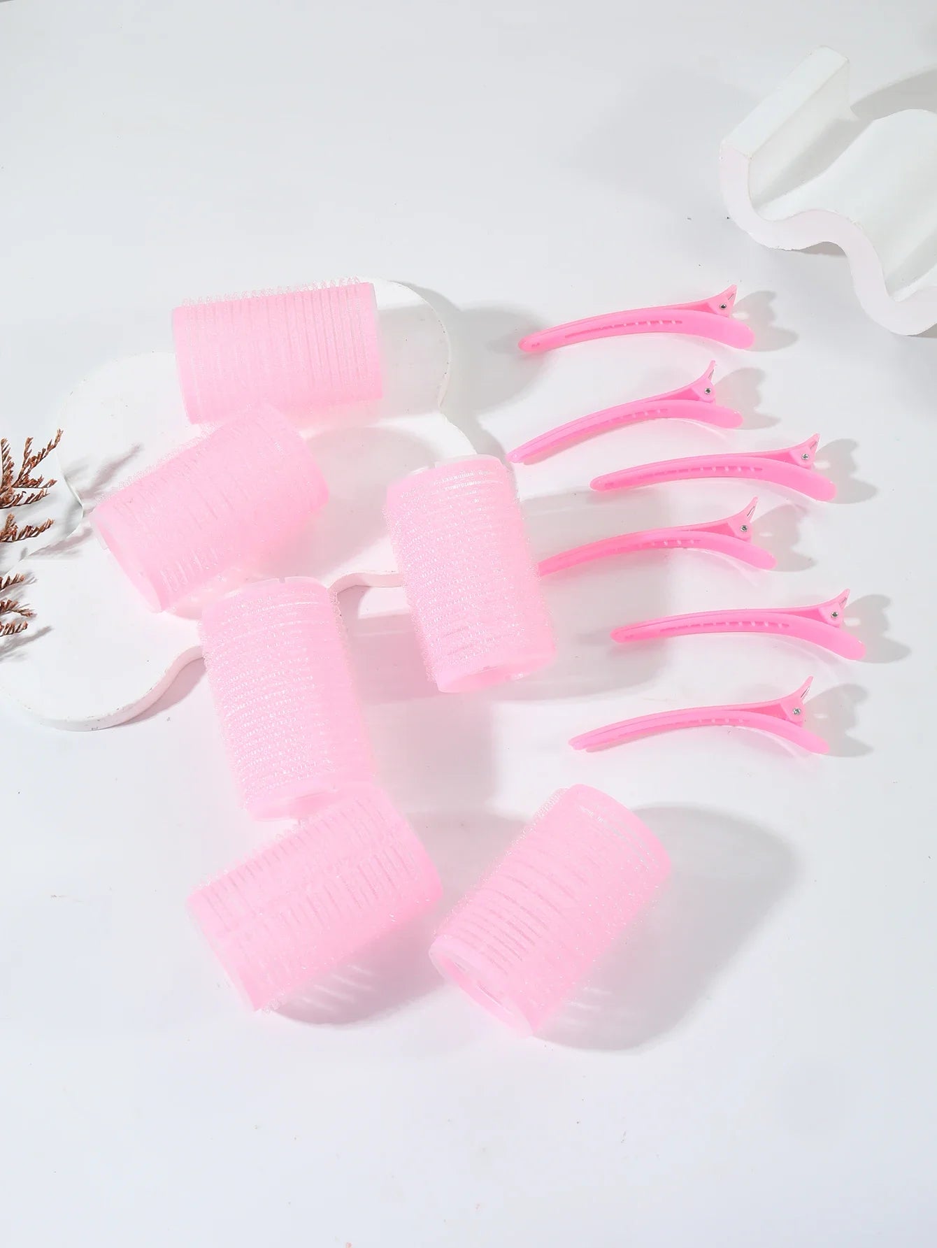 12pcs/set air bar curling iron tube self-adhesive magic roll and bangs hair clip curling styling tool