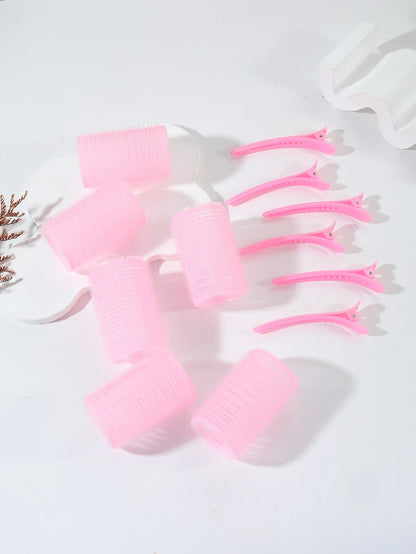 12pcs/set air bar curling iron tube self-adhesive magic roll and bangs hair clip curling styling tool