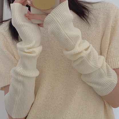 Fingerless Mittens Women Knitted Gloves Cosplay Anime Gloves Winter Arm Warmers Punk Gothic Harajuku Knit Mitten Arm Sleeves