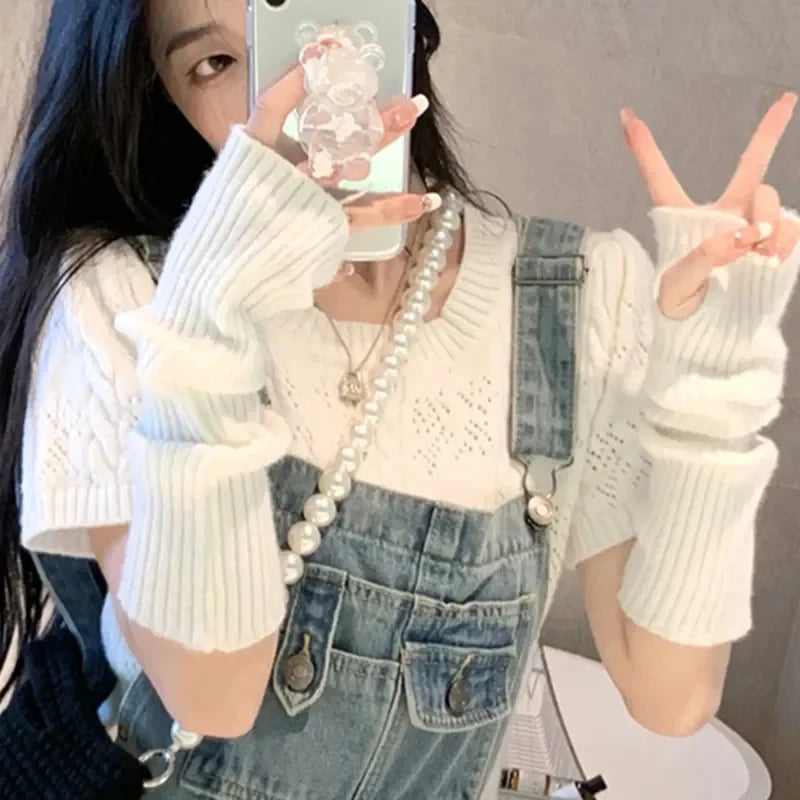 Fingerless Mittens Women Knitted Gloves Cosplay Anime Gloves Winter Arm Warmers Punk Gothic Harajuku Knit Mitten Arm Sleeves