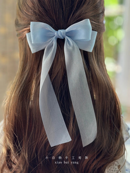 Korean Style Large Chiffon Fabric Hair Bow Hairpin For Women Girls Sweet Hair Clips Bowknot Beige Clip Black Hair Accessories