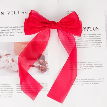 Korean Style Large Chiffon Fabric Hair Bow Hairpin For Women Girls Sweet Hair Clips Bowknot Beige Clip Black Hair Accessories