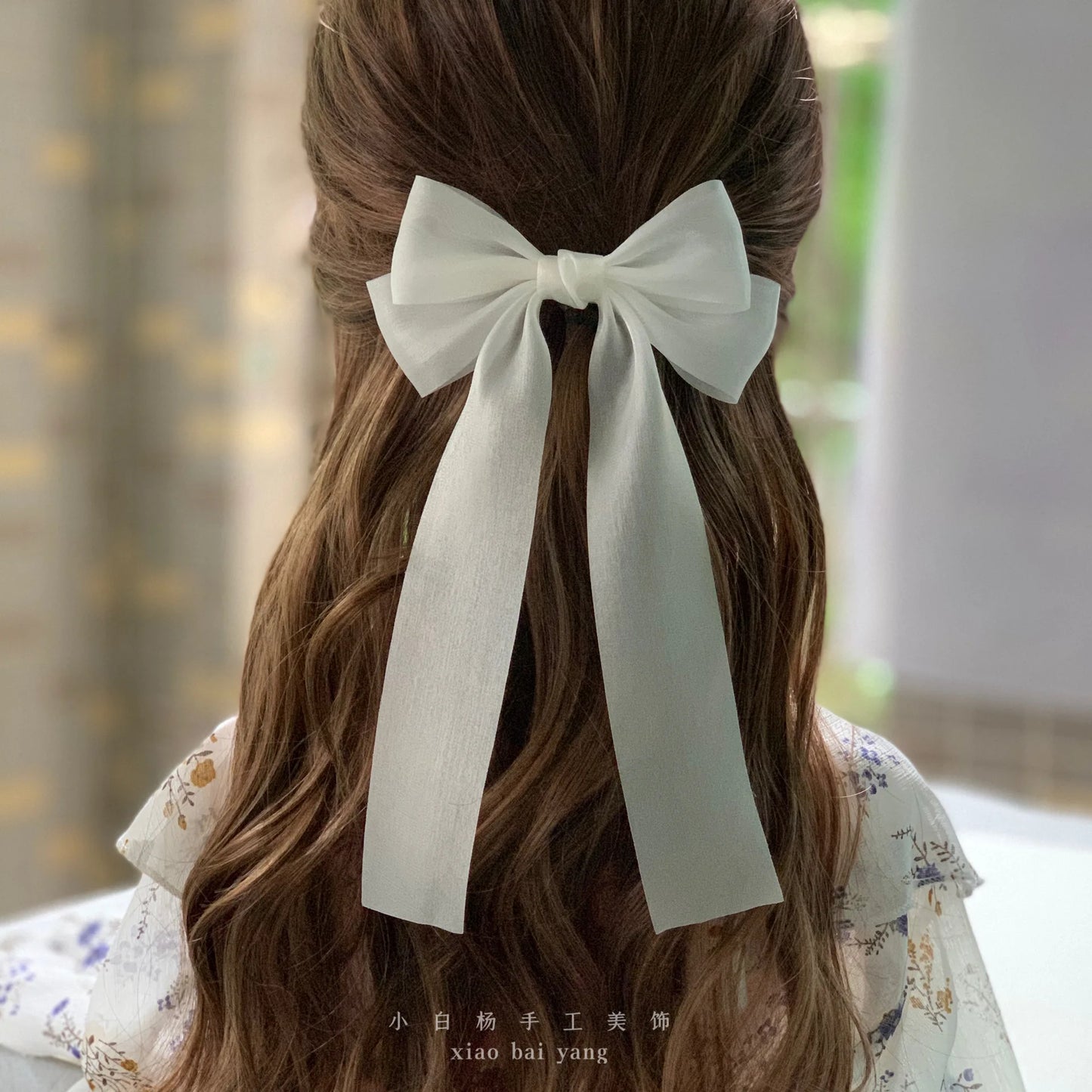 Korean Style Large Chiffon Fabric Hair Bow Hairpin For Women Girls Sweet Hair Clips Bowknot Beige Clip Black Hair Accessories