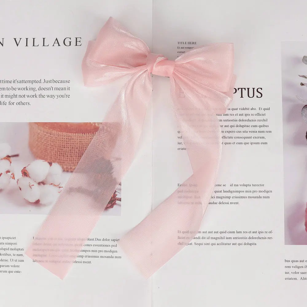 Korean Style Large Chiffon Fabric Hair Bow Hairpin For Women Girls Sweet Hair Clips Bowknot Beige Clip Black Hair Accessories