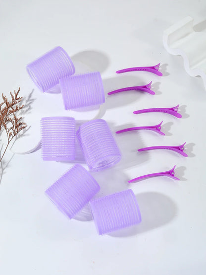 12pcs/set air bar curling iron tube self-adhesive magic roll and bangs hair clip curling styling tool