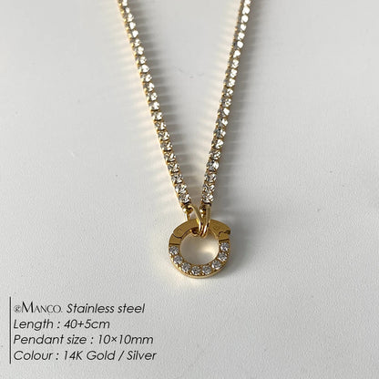 eManco Charm Necklace Heart Lock Link Pearl Chain for Handmade DIY Pendant Accessory Stainless Steel Women's Waterproof Jewelry