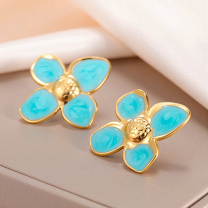 Cazador 2Pcs Flower Women's Earrings Stainless Steel Stud Earrings Jewelry Trend 2025 Party Wedding Birthday Gifts New Wholesale