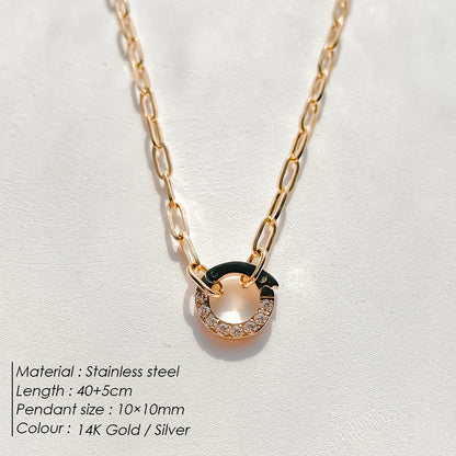 eManco Charm Necklace Heart Lock Link Pearl Chain for Handmade DIY Pendant Accessory Stainless Steel Women's Waterproof Jewelry