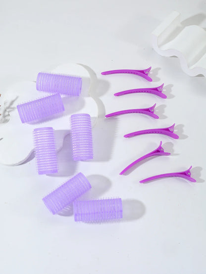 12pcs/set air bar curling iron tube self-adhesive magic roll and bangs hair clip curling styling tool