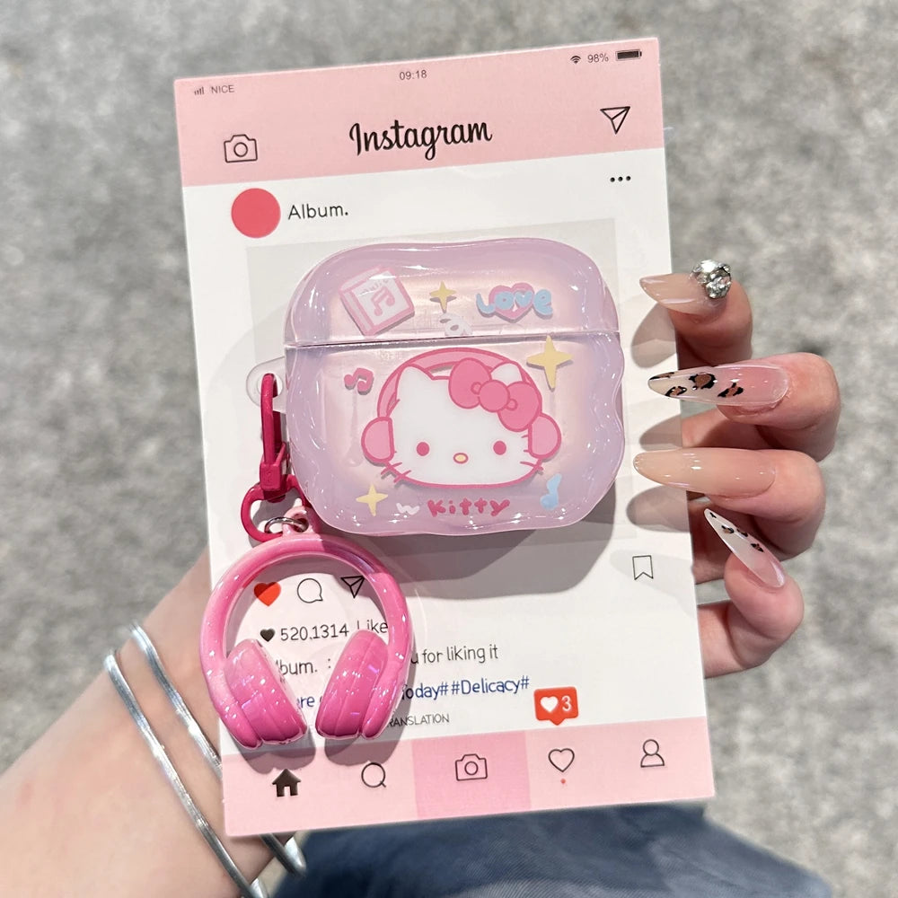 Gift Styles That Girls Like For Sanrio Melody Kuromi Hello Kitty Anti-drop Headphones Cover Cartoon For Airpods 4 3 1 2 Pro Pro2