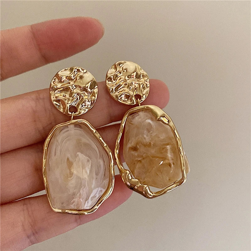 Korea 2024 New Geometry Irregularity Resin Stud Earrings for Women Fashion Wedding Party Jewelry Gift Wholesale